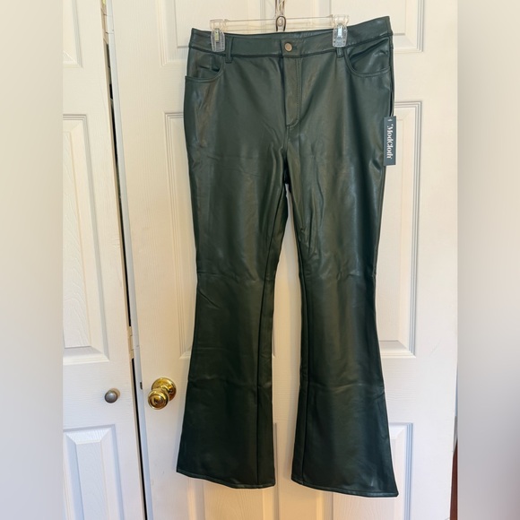 Faux Leather Flare Pants - Green - Picture 1 of 4
